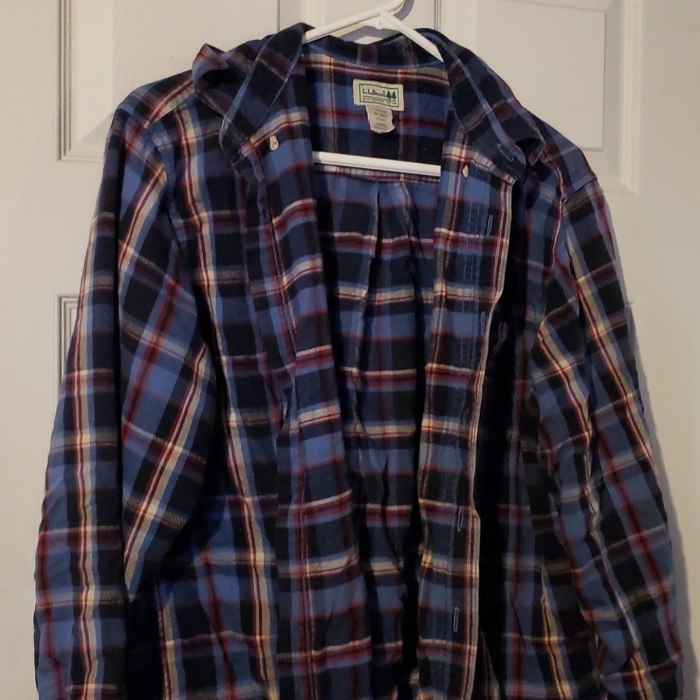 L.L. Bean Red White and Blue Plaid Flannel